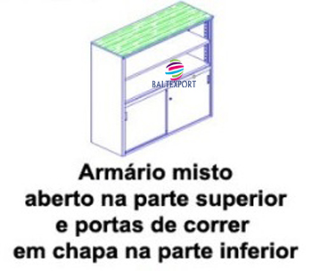 Arm Misto Aberto na parte de cima Portas de correr em Chapa em Baixo