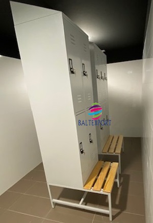 Armario Vestiario Duplo 4 Cacifos com Banco Madeira Pinho + Teto