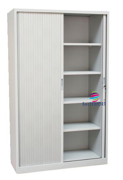 Armario metalico portas de correr persiana cinza aberto 012