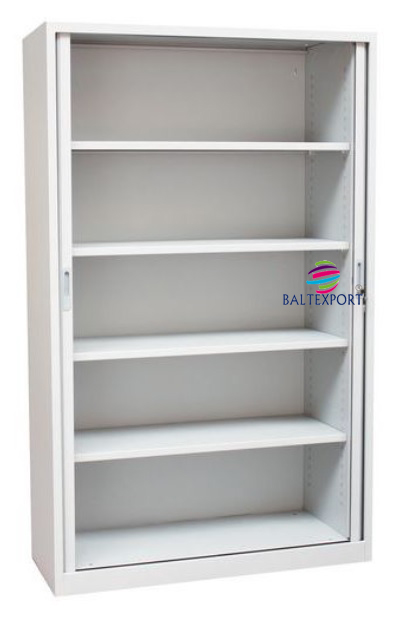 Armario metalico portas de correr persiana cinza aberto 013