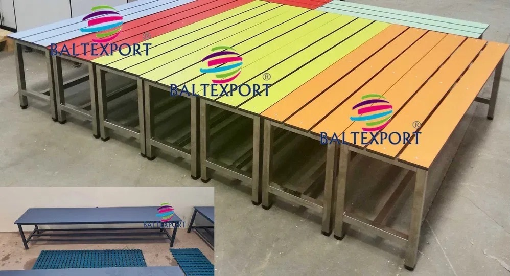 Banco Corrido Balneario Ref 620 INOX e Fenolico Varias Cores