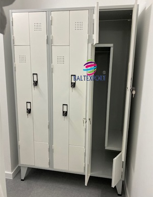 Vestiario Triplo com 6 portas em Z Portas Cinza e Branco