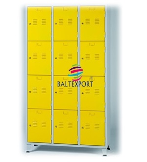 Vestiario triplo 12 cacifos com pés 1900x1200x500 mm Cinza com Portas Amarelo