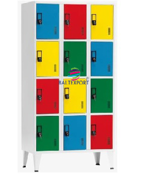 Vestiario triplo 12 cacifos com pés 1900x1200x500 mm Cinza com Portas Cores