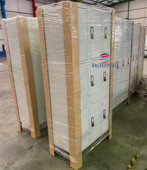 Vestiario triplo com 9 Cacifos Sobrepostos Chapa Cinza 1900x1200x500mm Baltexport