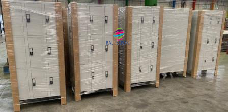 Vestiario triplo com 9 Cacifos Sobrepostos Chapa Cinza 1900x900x500 mm Baltexport