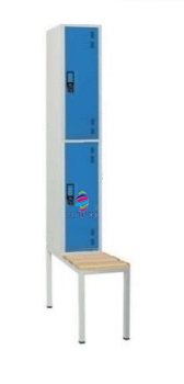 Vestiário Simples 2 Cacifos com Banco Reguas Madeira Pinho