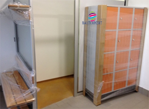 Vestiário triplo com 12 Cacifos Sobrepostos Chapa Cinza com Laranja 1900x900x500 mm Baltexport