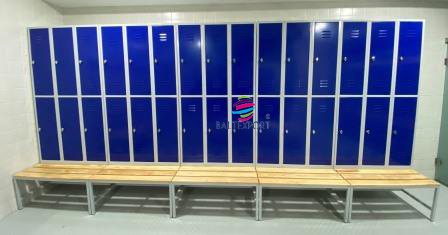 Vestiário triplo com 6 Cacifos Sobrepostos Chapa 1900x900x500 mm azul porto