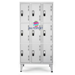 Vestiário triplo com 9 Cacifos Sobrepostos Chapa Cinza 1900x900x500 mm Baltexport